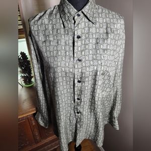 VINTAGE 80'S UTOPIA 100% SILK PRINT BUTTON UP SHIRT